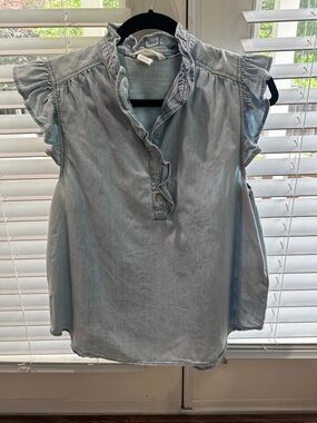 Light denim Ruffle Sleeve Women's Top size M from H&M